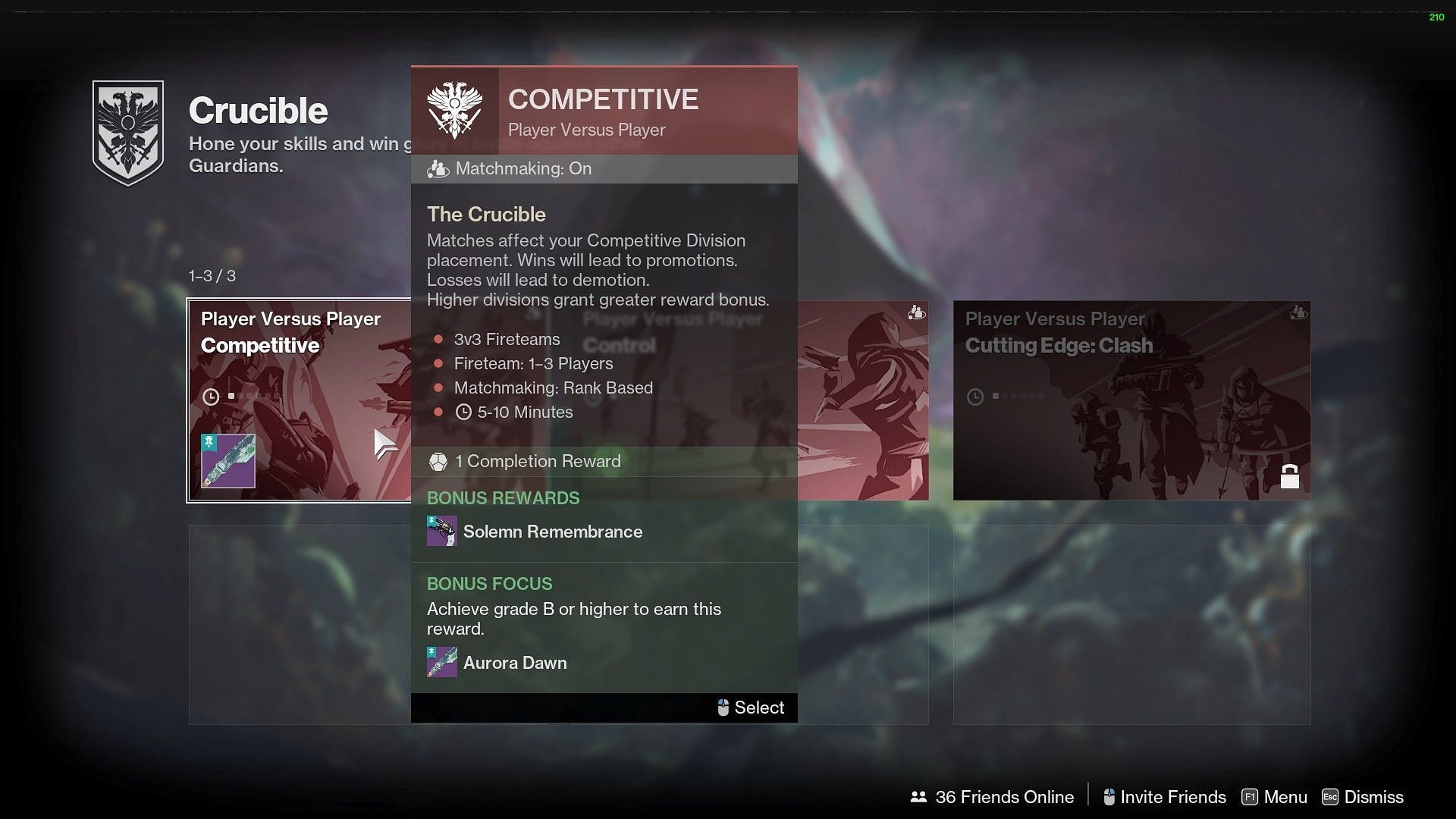 Competitive PvP in Destiny 2 (Image via Bungie)